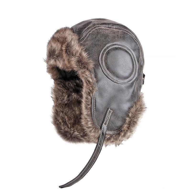 Gorro clásico retro de invierno con orejeras de piel sintética para hombre