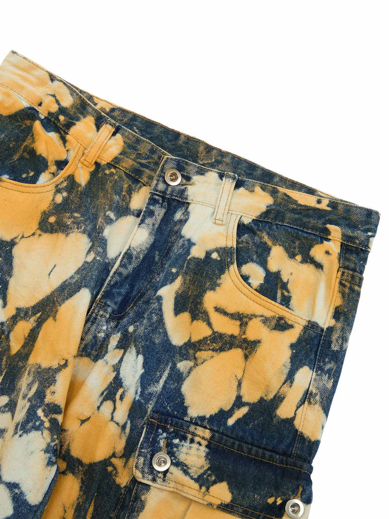 Tie-dye Waste Style Camouflage Cargo Jeans