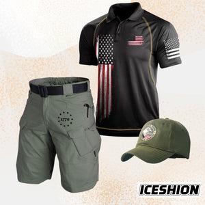 1776 PANTALONES CORTOS CARGO DE ALTO RENDIMIENTO CON BOLSILLOS MÚLTIPLES TÁCTICOS DE 11'' DE ENTREPIERNA SIN CINTURÓN CON HEBILLA 