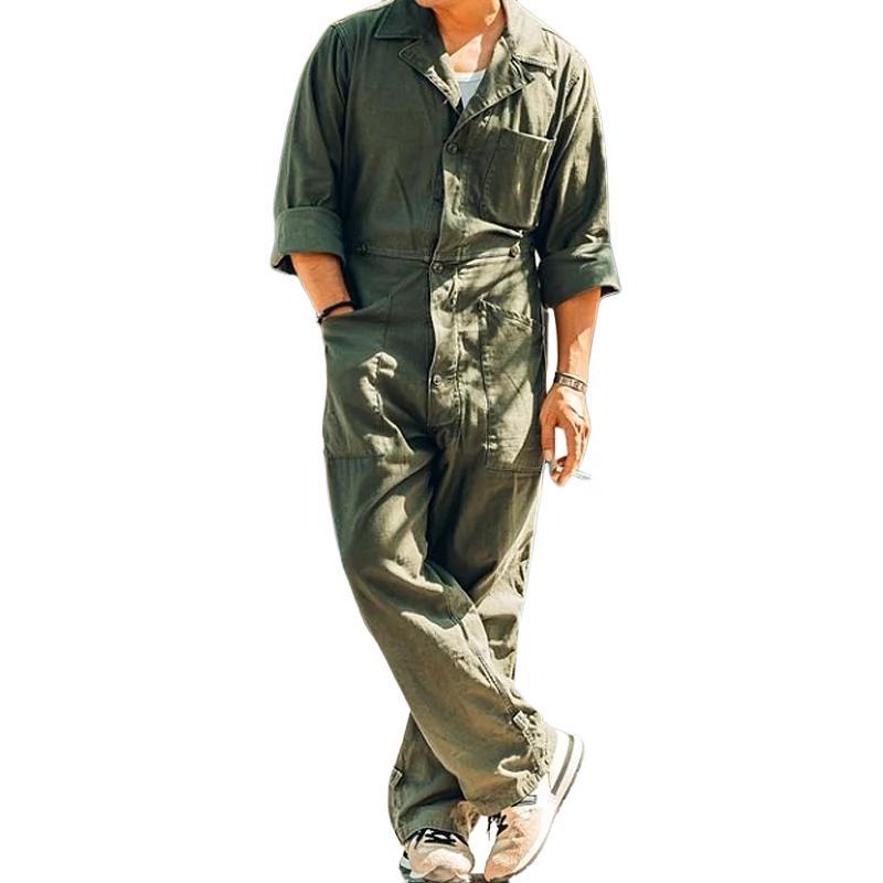 Men's Solid Multi-Pocket Overalls