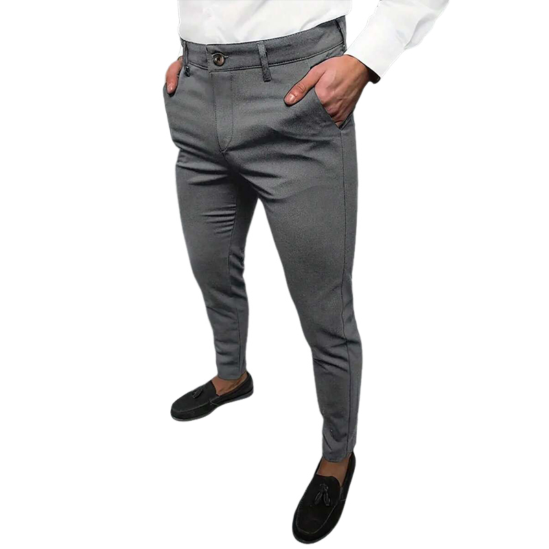 Men's Solid Color Blended Suit Pants