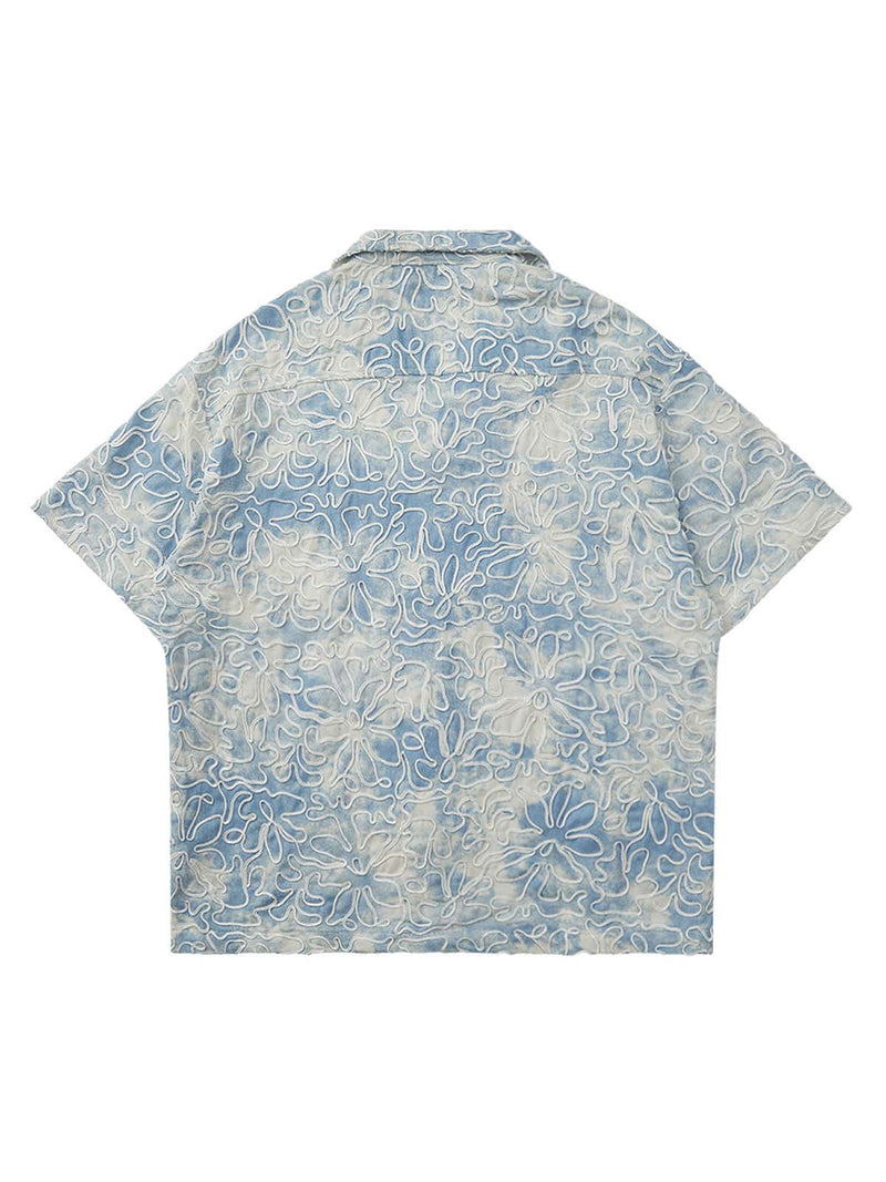 Ink Tie-dye Floral Hip-hop Short-sleeved Shirt