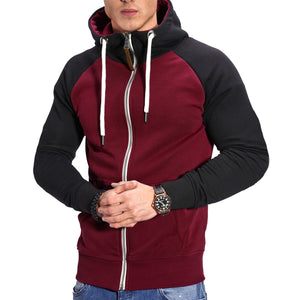 Sudadera deportiva con capucha para hombre, estilo informal, con bloques de color, con mangas raglán en contraste.