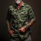 Men's Camouflage Lapel Chest Pocket Cargo Shirt