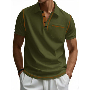Camisa polo informal de algodón de manga corta para hombre