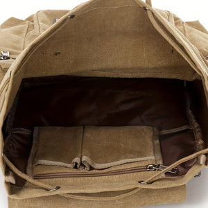 Mochila de lona retro para hombre, de gran capacidad y con múltiples bolsillos para exteriores