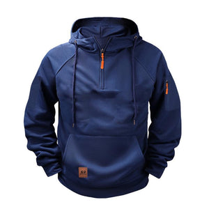 Men's Solid Zip-Up Hoodie Raglan Sleeve Sweatshirt