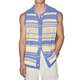Men's Casual Contrast Color Striped Round Neck Single Breasted Knitted Sleeveless Shirt