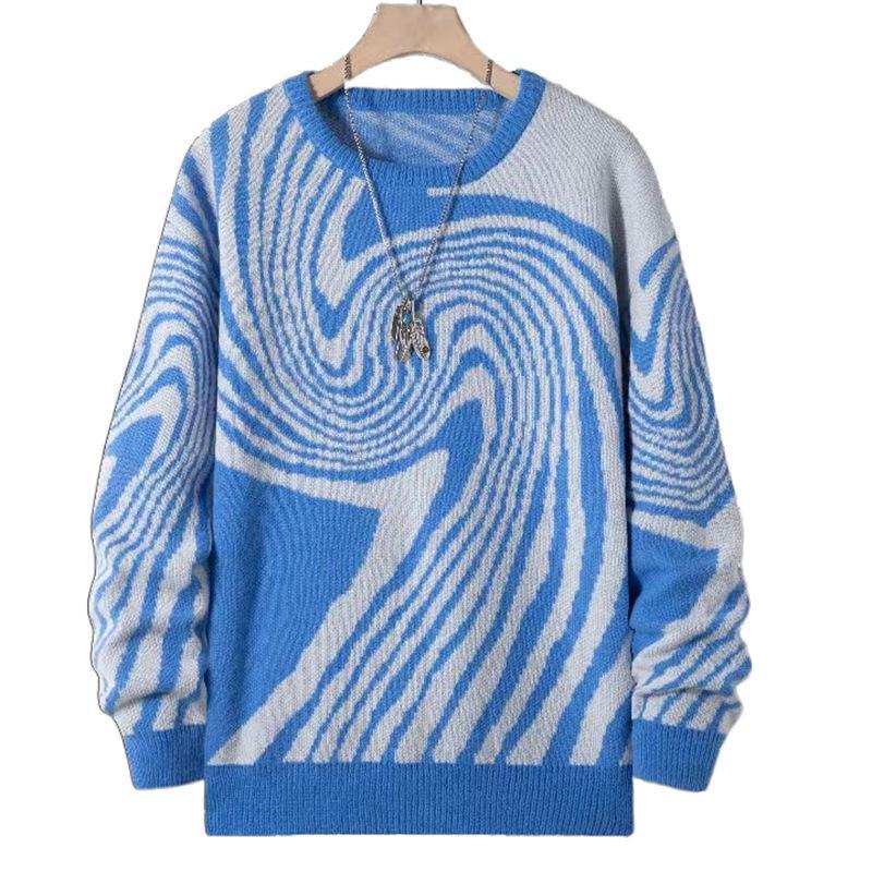 Men's Jacquard Crew Neck Knitted Sweater