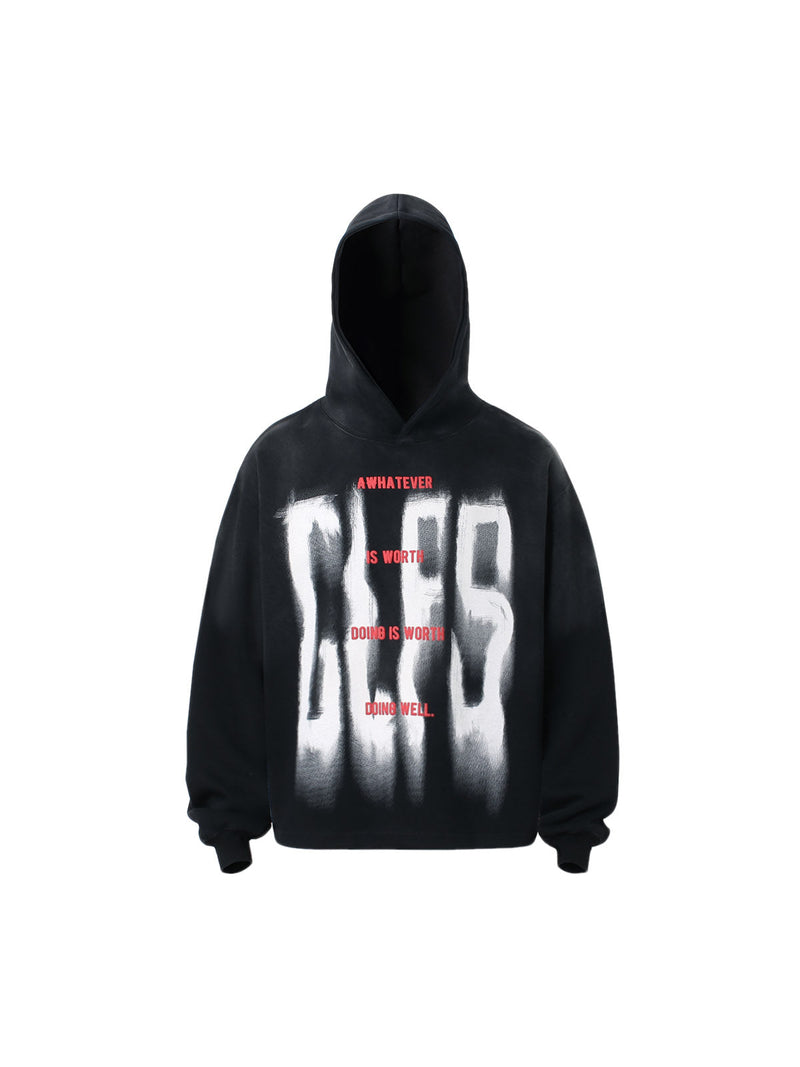 Gradient Blur Letter Hoodie