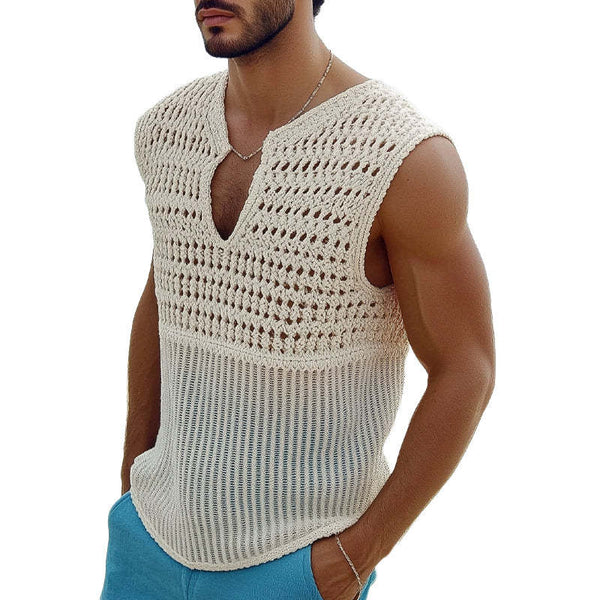 Herren Sommermode Hohlstrick Tank Top