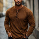 Herren Vintage Braunes Wildleder-Langarm-T-Shirt mit Schnürung