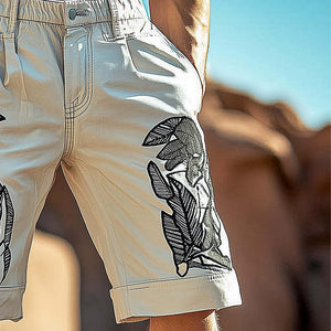 Pantalones cortos casuales bordados de mezcla para hombre