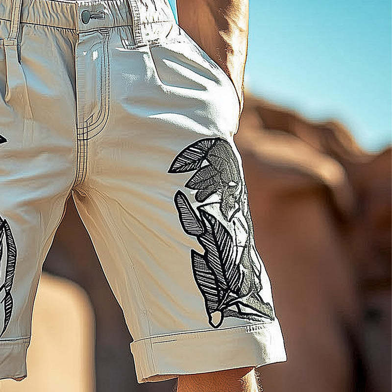 Bestickte Freizeitshorts aus Mischgewebe für Herren