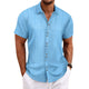 Camisa de manga corta texturizada de color liso para hombre