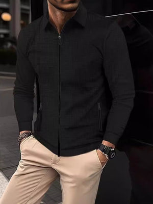 CHAQUETA CÁRDIGAN CHAQUETA CON CREMALLERA CHAQUETA CASUAL DE MANGA LARGA CON SOLAPAS Y GOFRE