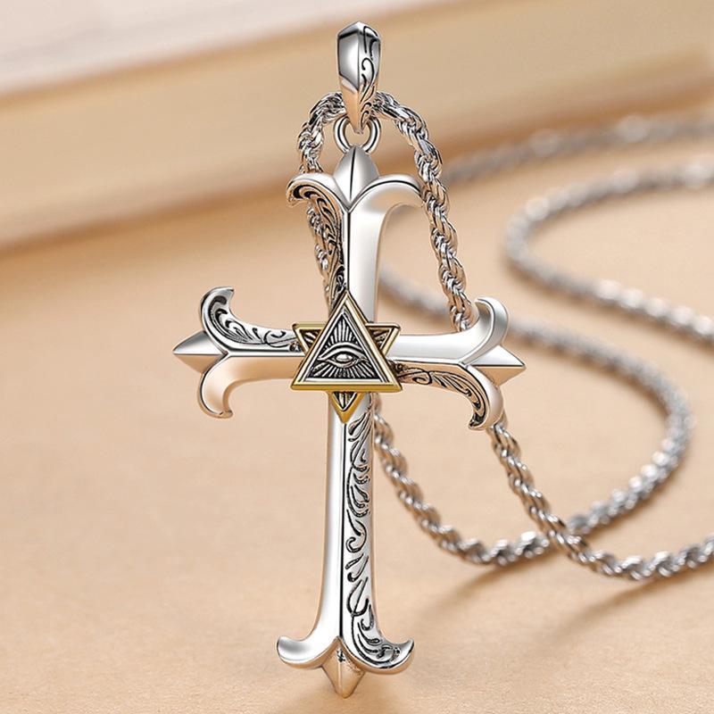 Vintage Evil Eye Cross Necklace