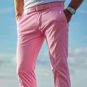 Pantalón de golf informal clásico de sarga para hombre, primavera y verano (sin cinturón)