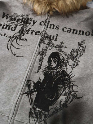 Chaqueta con capucha y cremallera de piel estilo Wasteland 