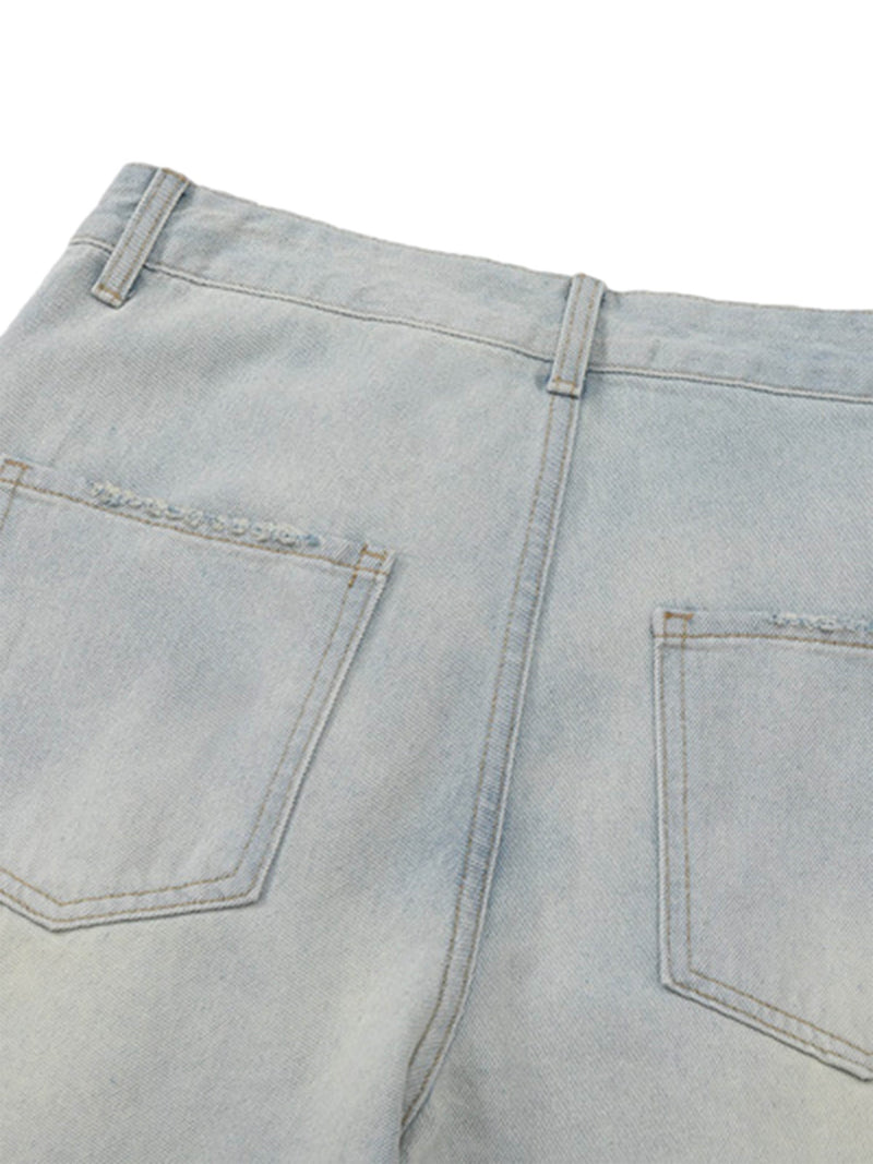 Vintage Washed Multi-pocket Work Jeans