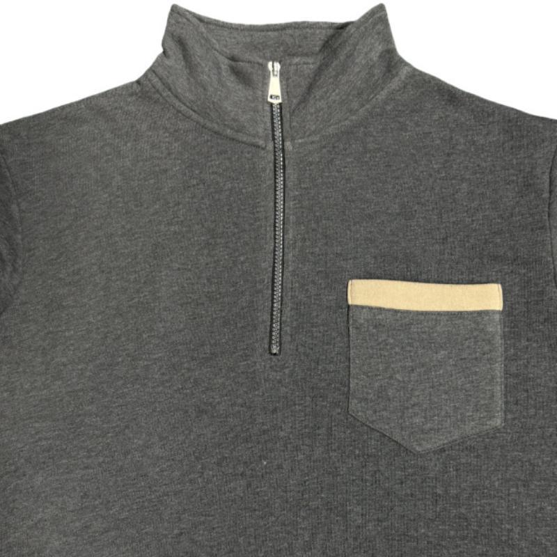 Men's Casual Zipper Stand Collar Solid Color Sweatshirt