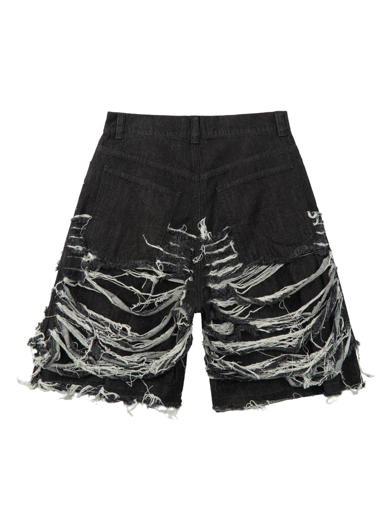 Heavy Washed Ripped Denim Hip-hop Jorts