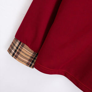 Polo informal de manga larga con solapa y costuras a cuadros para hombre