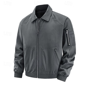Chaqueta ligera para hombre, chaqueta bomber, chaqueta informal, para uso diario, para vacaciones, resistente al uso, con bolsillo, para primavera y otoño, lisa, moderna, clásica, con solapa, regular, negra, blanca, azul rey, morada y café.