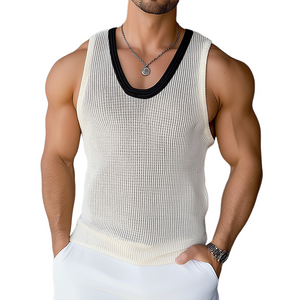 Lässiges Vintage-Strick-Tanktop mit Rundhalsausschnitt für Herren