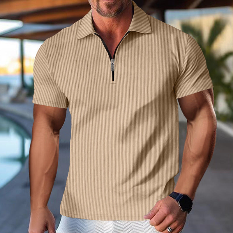 ZIPPER STRIPED MEN'S POLO SHIRT