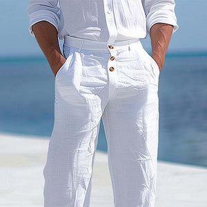 Pantalones casuales de algodón de color liso para hombre