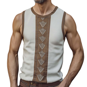 Men's Retro Casual Stitching Ethnic Style Printed Tank Top