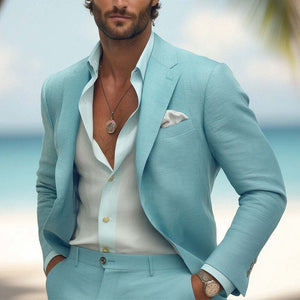 Blazer cómodo de algodón y lino para hombre