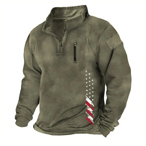 SUDADERA CON CAPUCHA TÁCTICA PARA HOMBRE, SUELTA, DE COLOR SÓLIDO, PARA EXTERIORES, CÁLIDA Y TRANSPIRABLE, CON BANDERA DE EE. UU.