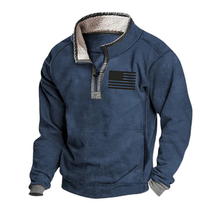 USA FLAG Lässiger Stehkragen, Fleece-Sweatshirt