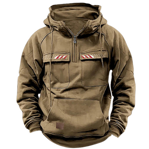 SUDADERA CON CAPUCHA VINTAGE DE COLOR LISO CON BANDERA DE EE. UU.