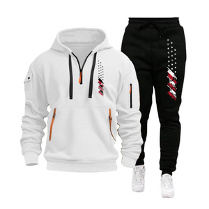 USA FLAG SPORT HOODIE SET HERREN MEHRERE TASCHEN REISSVERSCHLUSS KAPUZENSWEATSHIRT SPORTANZUG SET