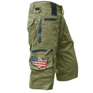 Shorts cargo rectos de algodón con bandera de EE. UU. para hombre