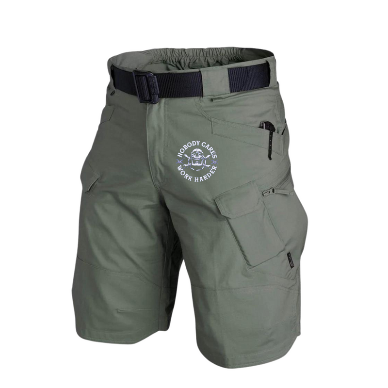 NOBODY CARE TACTICAL MULTI POCKETS 11'' INSEAM PERFORMANCE CARGO SHORTS WITH BUCKLE BELT