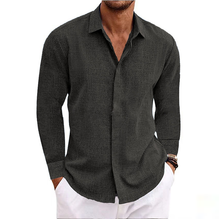 Men's Cotton Linen Lapel Casual Shirt