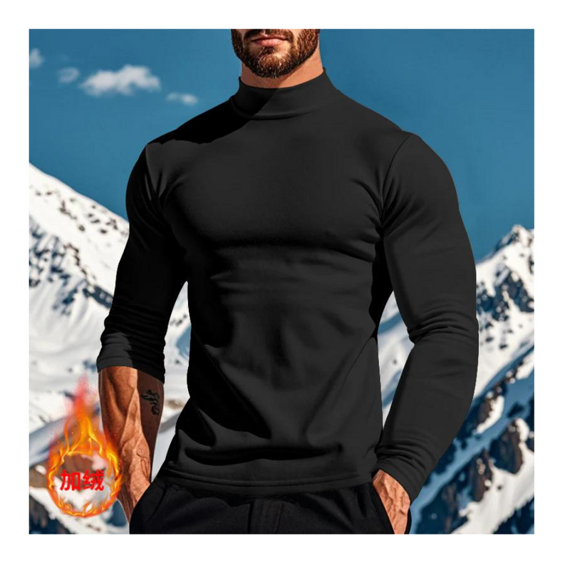 COTTON SOLID COLOR LONG SLEEVE T-SHIRT KNITTED BOTTOM SHIRT SLIMMING HALF HIGH NECK TOP