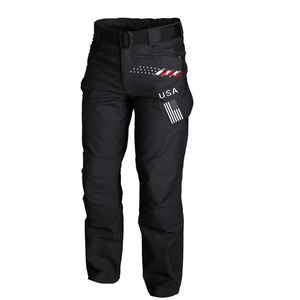 Pantalones cargo multibolsillos de secado rápido para exteriores con estampado de bandera de EE. UU.