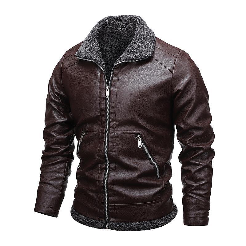 Herren All-in-One-Jacke aus Pelz und verdicktem Samtleder 