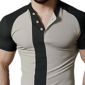 Men's Slim Fit Knit Colorblock Short Sleeve T-Shirt