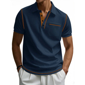 Camisa polo informal de algodón de manga corta para hombre