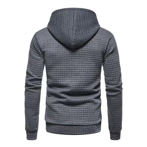 SUDADERA CASUAL PARA HOMBRE CON BOLSILLO GRANDE, SUDADERA CON CAPUCHA DE COLOR LISO Y JACQUARD CON CUADRADOS PEQUEÑOS