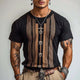 Camiseta retro de manga corta con cuello redondo para hombre
