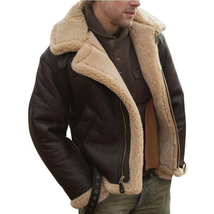 Herrenjacke aus Leder und Samt mit Revers