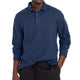Men's Casual Solid Color Button Lapel Long Sleeve Polo Shirt