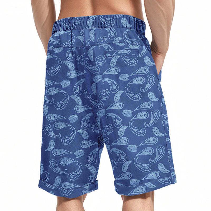Pantalones cortos elásticos con estampado paisley para hombre